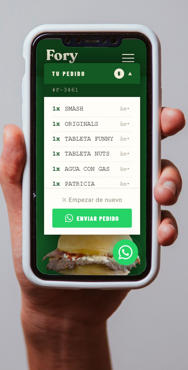 Pedido armado en el móvil, listo para enviarse por WhatsApp
